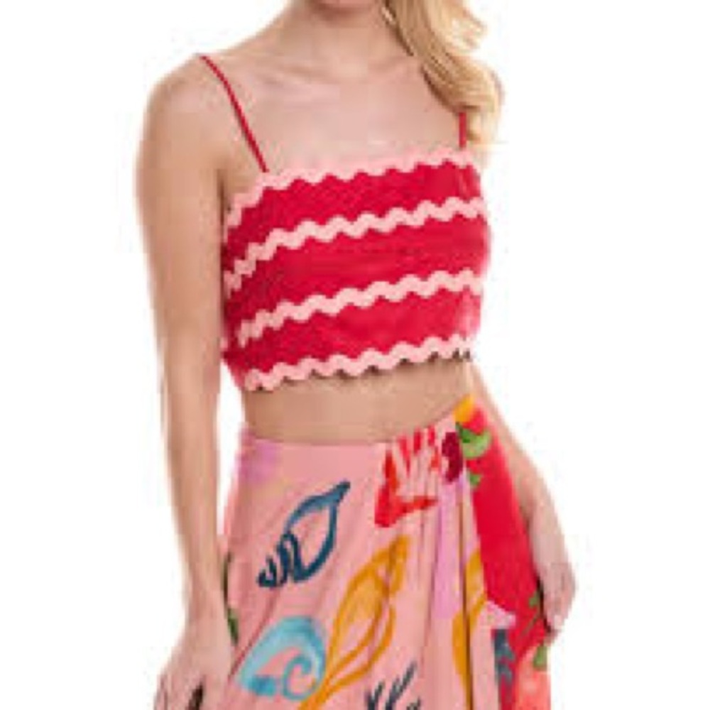FARM Rio Vibrant Red and Pink Crop Top